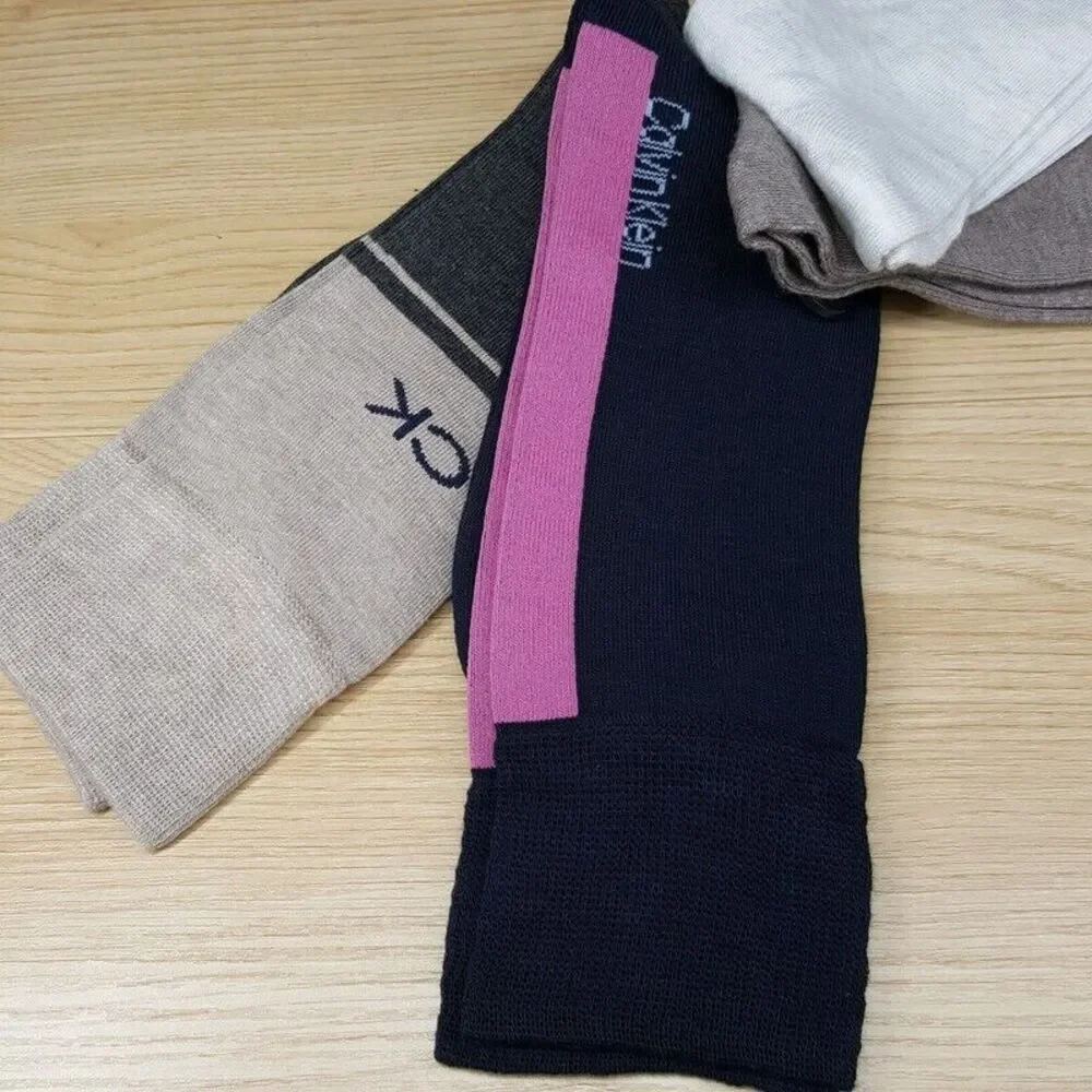 CALVIN KLEIN Mens Crew Socks 4 Pack Rayon Blend Logo Size 7-12